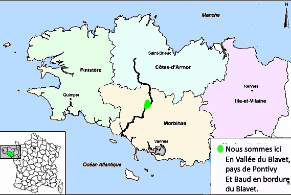 Carte vallée du Blavet - Morbihan sud Bretagne